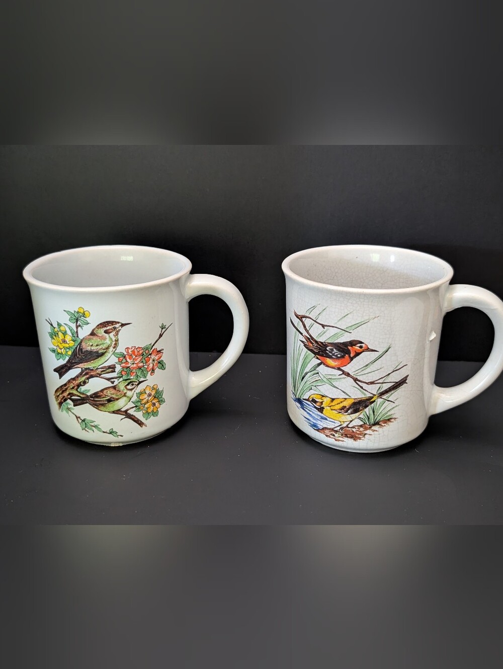 Vintage bird ceramic coffee cups Japan
